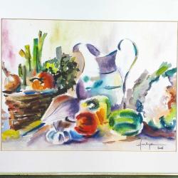 VINTAGE FULYA 2006 İMZALI , ÇERÇEVELİ , NATÜRMORT SULU BOYA RESİM