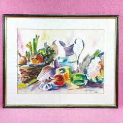 VINTAGE FULYA 2006 İMZALI , ÇERÇEVELİ , NATÜRMORT SULU BOYA RESİM