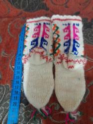 EL ÖRGÜSÜ - YÜN ÇORAP ÇOCUK DESENLİ 20CM BOY