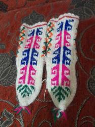 EL ÖRGÜSÜ - YÜN ÇORAP ÇOCUK DESENLİ 20CM BOY