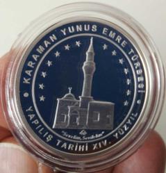 2021 GÜMÜŞ 20 TÜRK LİRASI KARAMAN YUNUS EMRE TÜRBESİ ANISINA ORİJİNAL DARPHANE HATIRA PARASI SERTİFİKASIZ ÇİLL Y1DD2R ÇOK NADİRDİR