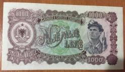 ARNAVUTLUK 1000 LEKE ÇİL 1957.DESTE EZİĞİ VAR PARARESİMDEKİ ÜRÜN