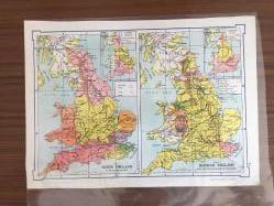 Harita England and France (İngiltere ve Fransa) Map H5, H6 20x28 cm