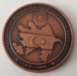 2019 AZERBAYCAN DIŞİŞLERİ BAKANLIĞININ  KURULUŞUNUN 100.YILI BRONZ 2,5 TÜRK LİRASI HATIRA PARASI ORİJİNAL SERTİFİKALI ÇİL 2580 ÇOK NADİRDİR