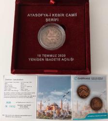 2020 AYASOFYANIN YENİDEN İBADETE AÇILMASI ANISINA BRONZ 2,5 TÜRK LİRASI HATIRA PARA KUTUSUNDA SERTİFİKALI 3052