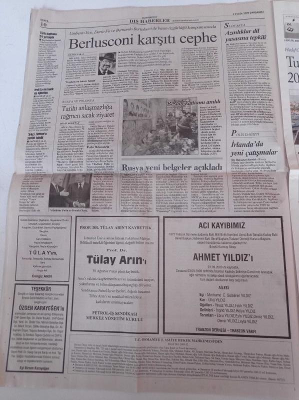 Cumhuriyet Gazetesi 2 Eylül 2009 Japon Çift Tango Şampiyonu  