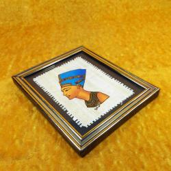 VINTAGE GARANTİ SERTİFİKALI ÇERÇEVELİ EL YAPIMI PAPİRÜS NEFERTİTİ KÜÇÜK RESİM MADE IN EGYPT