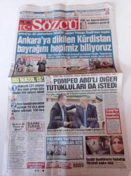 Sözcü Gazetesi - 14 Ekim 2018 - Yılmaz Özdil Ankara'ya Dikilen Kürdistan Bayrağını Hepimiz Biliyoruz - Rahip Brunson Beyaz Saray'a Gitti - ABD Başkanı Trump Recep Tayyip Erdoğan'a Teşekkür Etti - Eskişehir Belediye Başkanı Yılmaz Büyükerşen - İsrailli Fanatiklerin Taşladığı Filistinli Kadın Öldü