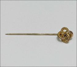 Victorian Antika 9 Ayar Altın ve Ham Elmas Aşk Düğümü Stickpin Yaka İğnesi  (91)