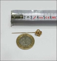 Victorian Antika 9 Ayar Altın ve Ham Elmas Aşk Düğümü Stickpin Yaka İğnesi  (91)