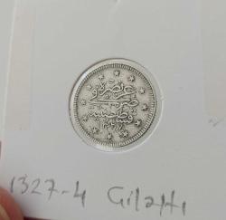 1327-4 GÜMÜŞ 2 KURUŞ SULTAN MEHMET REŞAT DÖNEMİ ORİJİNAL ÇOK ÇOK TEMİZ BB2CC2 NADİR