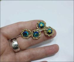 Vintage Yanar Döner Taşlı Klipsli Küpeler  (91)