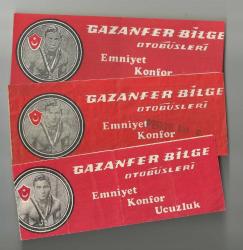 ÜÇ ADET GAZANFER BİLGE OTOBÜSLERİ YOLCU BİLETİ...