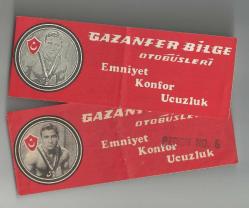 2 ADET GAZANFER BİLGE OTOBÜSLERİ YOLCU BİLETİ...