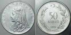TÜRKİYE CUMHURİYETİ 50 KURUŞ 1975.