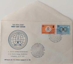 1977 X.DÜNYA ENERJİ KONFERANSI FDC İLK GÜN ZARFI ORİJİNAL NADİR MÜHÜRLÜ E2B1 ORİJİNALİ NADİRDİR