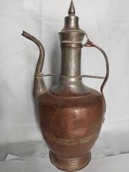 BAKIR İBRİK, ANTİKA BAKIR İBRİK 1930-40 LARDAN USTA İŞİ BAKIRDAN MAMÛL İBRİK, MUHTEŞEM İŞÇİLİKLİ, DEKORLUK BAKIR İBRİK.