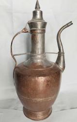 BAKIR İBRİK, ANTİKA BAKIR İBRİK 1930-40 LARDAN USTA İŞİ BAKIRDAN MAMÛL İBRİK, MUHTEŞEM İŞÇİLİKLİ, DEKORLUK BAKIR İBRİK.