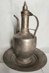 BAKIR İBRİK, ANTİKA BAKIR LENGERİ İLE BERABER İBRİK 1930-40 LARDAN USTA İŞİ BAKIRDAN MAMÛL LENGER VE  İBRİK, MUHTEŞEM İŞÇİLİKLİ, DEKORLUK LENGERLİ BAKIR İBRİK.