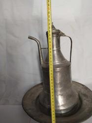 BAKIR İBRİK, ANTİKA BAKIR LENGERİ İLE BERABER İBRİK 1930-40 LARDAN USTA İŞİ BAKIRDAN MAMÛL LENGER VE  İBRİK, MUHTEŞEM İŞÇİLİKLİ, DEKORLUK LENGERLİ BAKIR İBRİK.