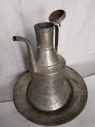 BAKIR İBRİK, ANTİKA BAKIR LENGERİ İLE BERABER İBRİK 1930-40 LARDAN USTA İŞİ BAKIRDAN MAMÛL LENGER VE  İBRİK, MUHTEŞEM İŞÇİLİKLİ, DEKORLUK LENGERLİ BAKIR İBRİK.