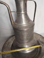 BAKIR İBRİK, ANTİKA BAKIR LENGERİ İLE BERABER İBRİK 1930-40 LARDAN USTA İŞİ BAKIRDAN MAMÛL LENGER VE  İBRİK, MUHTEŞEM İŞÇİLİKLİ, DEKORLUK LENGERLİ BAKIR İBRİK.