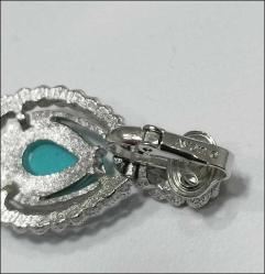 Vintage AVON Gümüş Ton Metal ve Turkuaz İmitasyonu Mavi Damla Taşlı Klipsli Küpeler  (91)