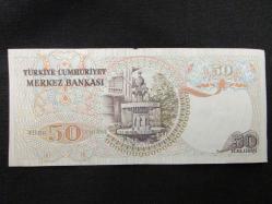6.EMİSYON 1.TERTİP 50 TL TÜRK LİRASI H83 O74769 SERİ NUMARALI KAĞIT PARA ÇİL ALTI 859