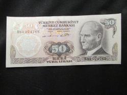 6.EMİSYON 1.TERTİP 50 TL TÜRK LİRASI H83 O74766 SERİ NUMARALI KAĞIT PARA ÇİL ALTI  860
