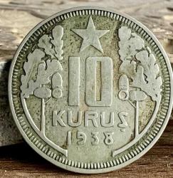 Türkiye 1938 Yılı 10 Kuruş - ÇT+