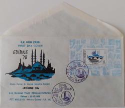1978 'EDİRNE 78' POSTA PULLARI II.ULUSAL GENÇLİK SERGİSİ HATIRA BLOĞU FDC İLK GÜN ZARFI ORİJİNAL NADİR MÜHÜRLÜ U2BB3 ORİJİNALİ ÇOK NADİRDİR