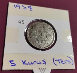 5 KURUŞ 1938 ÇİL+++