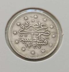 1327-6 GÜMÜŞ 2 KURUŞ SULTAN MEHMET REŞAT DÖNEMİ ORİJİNAL ÇİLALTI SS2JJ3 NADİRDİR