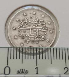 1327-6 GÜMÜŞ 2 KURUŞ SULTAN MEHMET REŞAT DÖNEMİ ORİJİNAL ÇİLALTI SS2JJ3 NADİRDİR