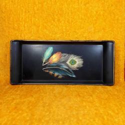 VINTAGE TAVUS KUŞU TÜYLERİ RESİMLİ QUEEN'S KITCHEN SUNUMLUK TEPSİ