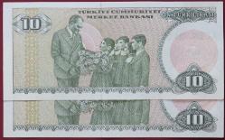 7. Emisyon 1 Tertip 10 Lira A61 769767 - 68  Seri Takipli Çil