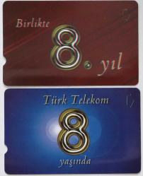 Türk Telekom 8 Yaşında  Türk Telefon Kartları Tam Takım