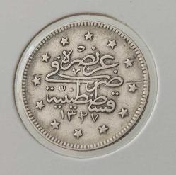 1327-1 GÜMÜŞ 2 KURUŞ SULTAN MEHMET REŞAT DÖNEMİ ORİJİNAL ÇİLALTI 3K1PP1 NADİRDİR