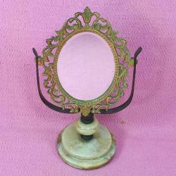 RETRO MERMER KAİDELİ PİRİNÇ OVAL AYNA