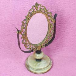 RETRO MERMER KAİDELİ PİRİNÇ OVAL AYNA