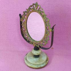 RETRO MERMER KAİDELİ PİRİNÇ OVAL AYNA