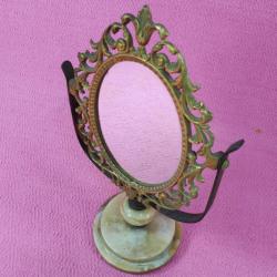 RETRO MERMER KAİDELİ PİRİNÇ OVAL AYNA