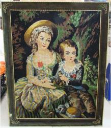 ViNTaGe AVRUPA ÇeRÇeVeLi EL İŞİ GOBLEN BÜYÜK TABLO-PANO......57cmx78cm