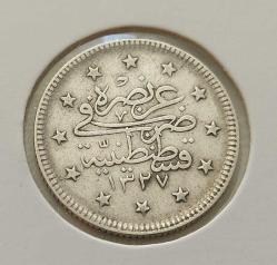 1327-2 GÜMÜŞ 2 KURUŞ SULTAN MEHMET REŞAT DÖNEMİ ORİJİNAL ÇİLALTI 6EEE2B NADİRDİR