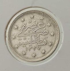 1327-2 GÜMÜŞ 2 KURUŞ SULTAN MEHMET REŞAT DÖNEMİ ORİJİNAL ÇİLALTI 4CCC2D NADİRDİR