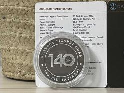 2022 - İstanbul Ticaret Odası (İTO) 140. Yıl Gümüş Hatıra Parası - Darphane sertifikalı