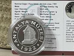 2022 - Antalya Müzesi 100. Yıl Gümüş Hatıra Parası - Darphane sertifikalı
