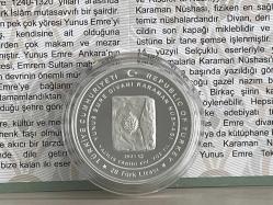 2021 - Karaman Yunus Emre Türbesi Darphane Sertifikalı Gümüş Hatıra Parası - Çil