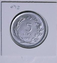 1978 5 Lira FAO Saban Kılıçtan Üstündür   0845