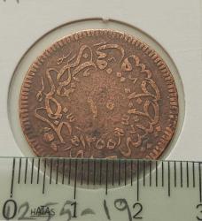 1255-19 SULTAN ABDÜLMECİT BAKIR 10 PARA ORİJİNAL ÇOK TEMİZ 2JJ3M